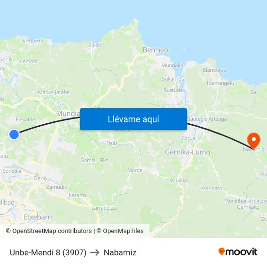 Unbe-Mendi 8 (3907) to Nabarniz map