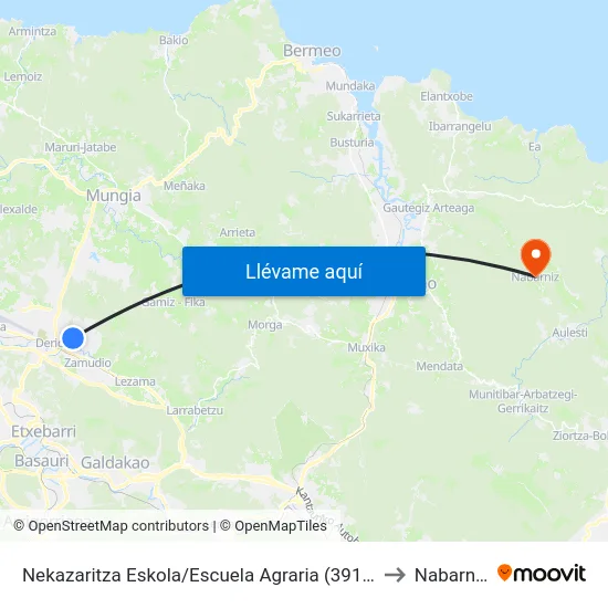 Nekazaritza Eskola/Escuela Agraria (3912) to Nabarniz map