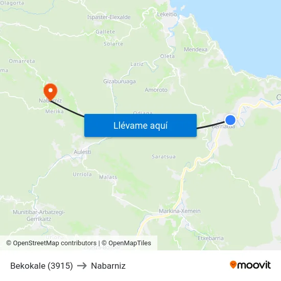 Bekokale (3915) to Nabarniz map