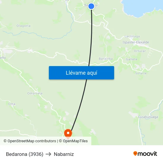 Bedarona (3936) to Nabarniz map