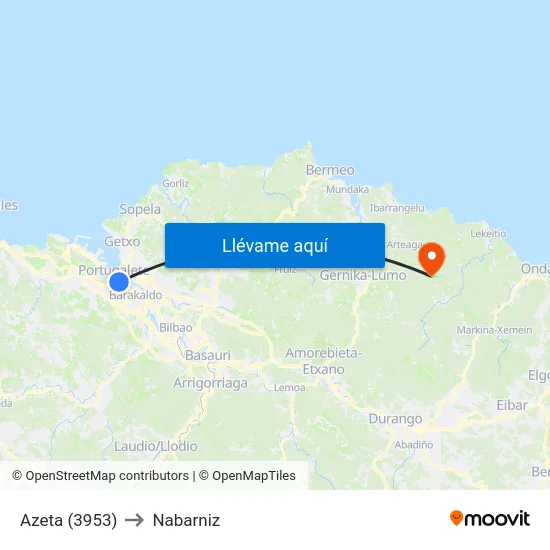 Azeta (3953) to Nabarniz map