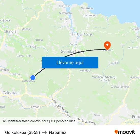 Goikolexea (3958) to Nabarniz map
