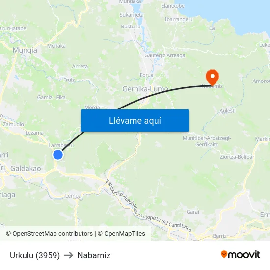 Urkulu (3959) to Nabarniz map