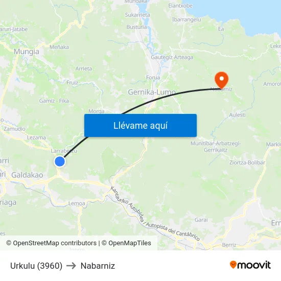 Urkulu (3960) to Nabarniz map