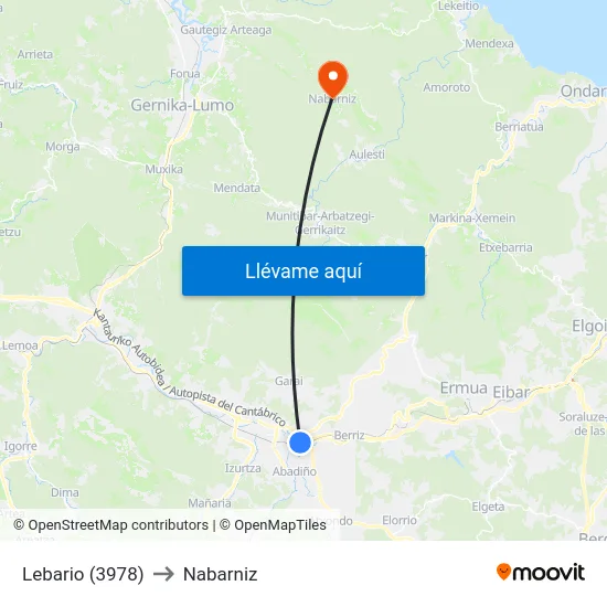 Lebario (3978) to Nabarniz map