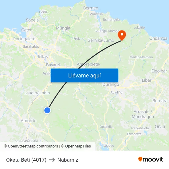 Oketa Beti (4017) to Nabarniz map