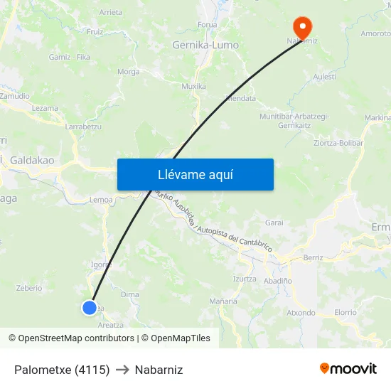Palometxe (4115) to Nabarniz map