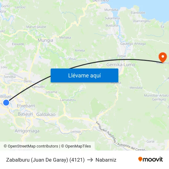 Zabalburu (Juan De Garay) (4121) to Nabarniz map