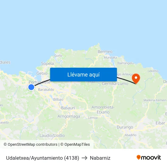 Udaletxea/Ayuntamiento (4138) to Nabarniz map