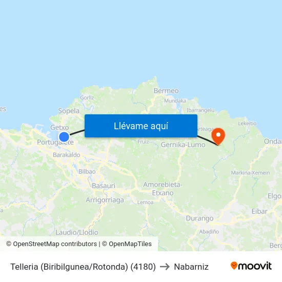 Telleria (Biribilgunea/Rotonda) (4180) to Nabarniz map
