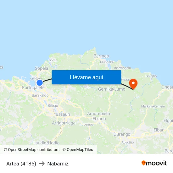 Artea (4185) to Nabarniz map