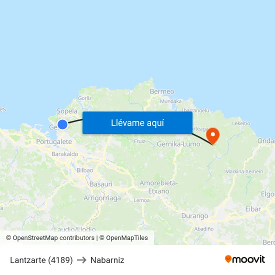 Lantzarte (4189) to Nabarniz map