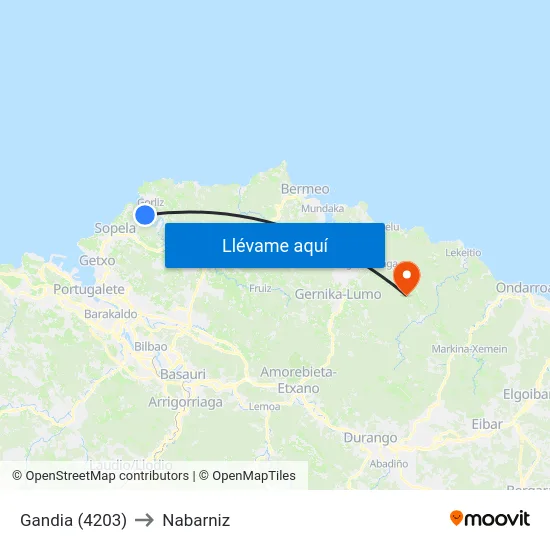Gandia (4203) to Nabarniz map