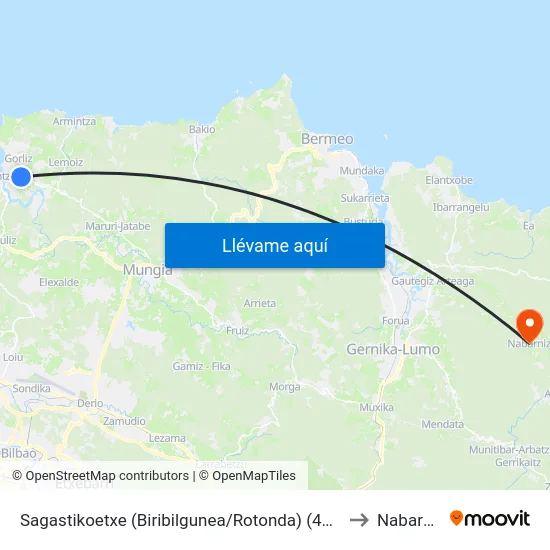 Sagastikoetxe (Biribilgunea/Rotonda) (4205) to Nabarniz map