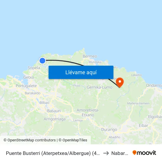 Puente Busterri (Aterpetxea/Albergue) (4209) to Nabarniz map