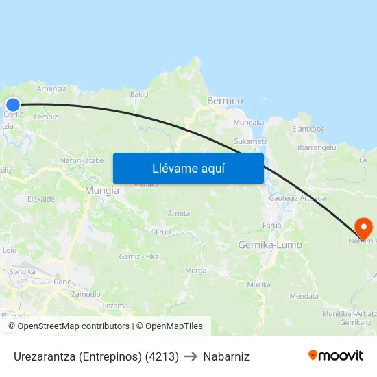 Urezarantza (Entrepinos) (4213) to Nabarniz map