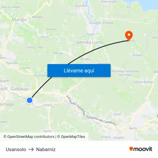 Usansolo to Nabarniz map