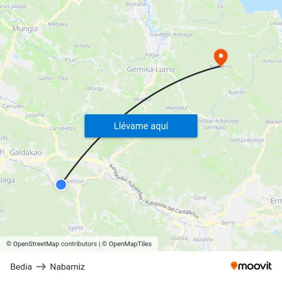 Bedia to Nabarniz map
