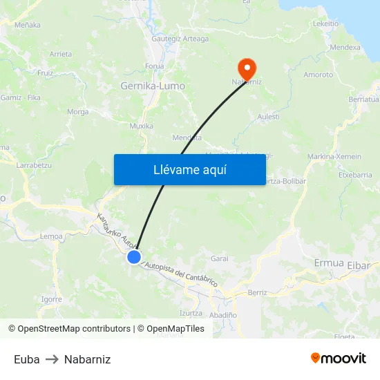 Euba to Nabarniz map