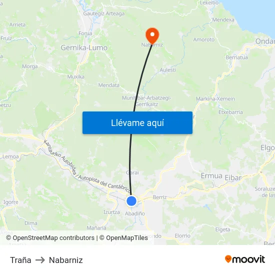 Traña to Nabarniz map