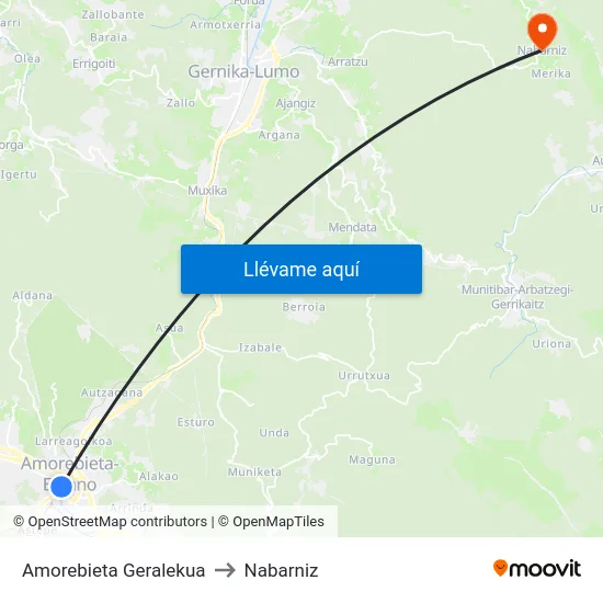 Amorebieta Geralekua to Nabarniz map