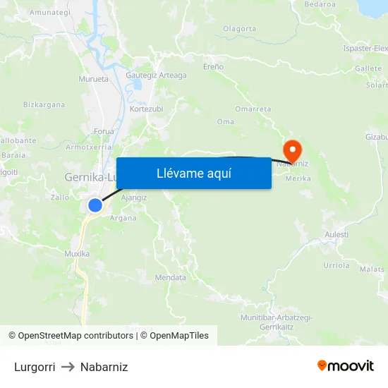Lurgorri to Nabarniz map