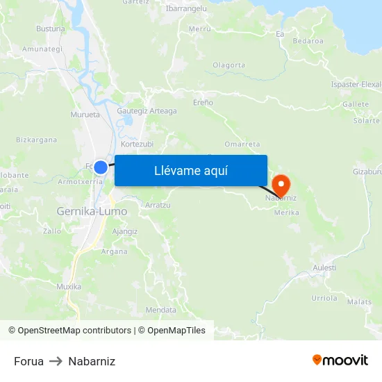 Forua to Nabarniz map