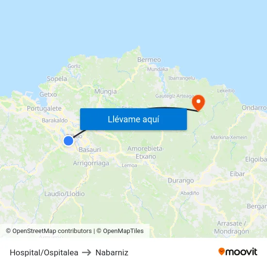 Hospital/Ospitalea to Nabarniz map