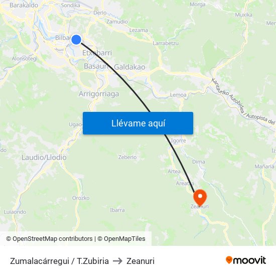 Zumalacárregui / T.Zubiria to Zeanuri map