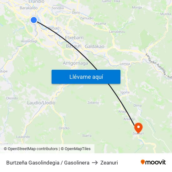 Burtzeña Gasolindegia / Gasolinera to Zeanuri map