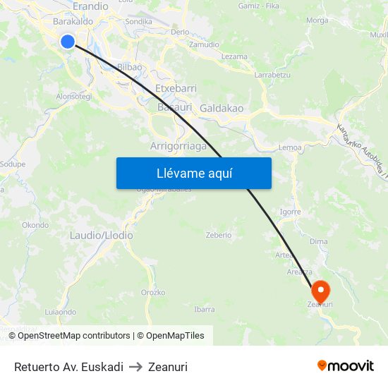 Retuerto Av. Euskadi to Zeanuri map