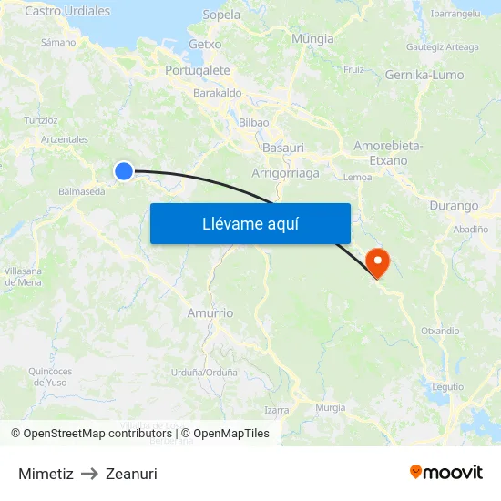 Mimetiz to Zeanuri map