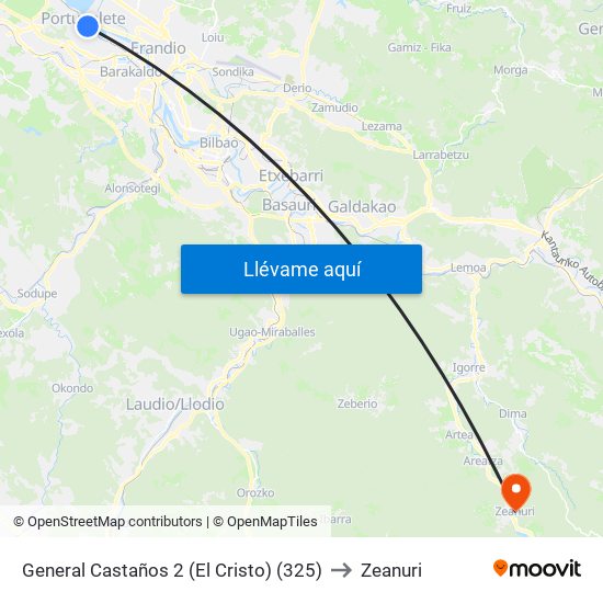 General Castaños 2 (El Cristo) (325) to Zeanuri map