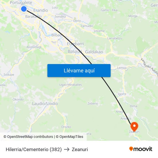 Hilerria/Cementerio (382) to Zeanuri map