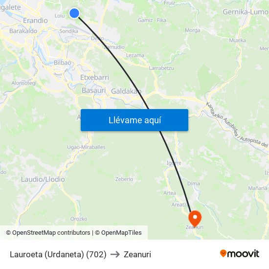 Lauroeta (Urdaneta) (702) to Zeanuri map