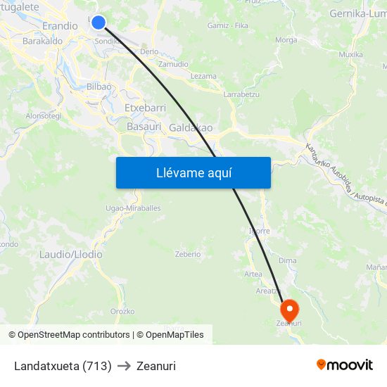 Landatxueta (713) to Zeanuri map