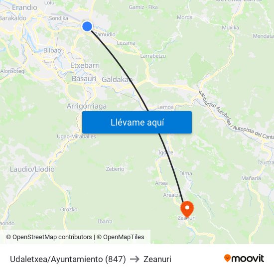 Udaletxea/Ayuntamiento (847) to Zeanuri map