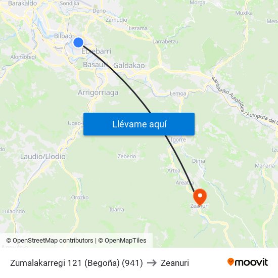 Zumalakarregi 121 (Begoña) (941) to Zeanuri map