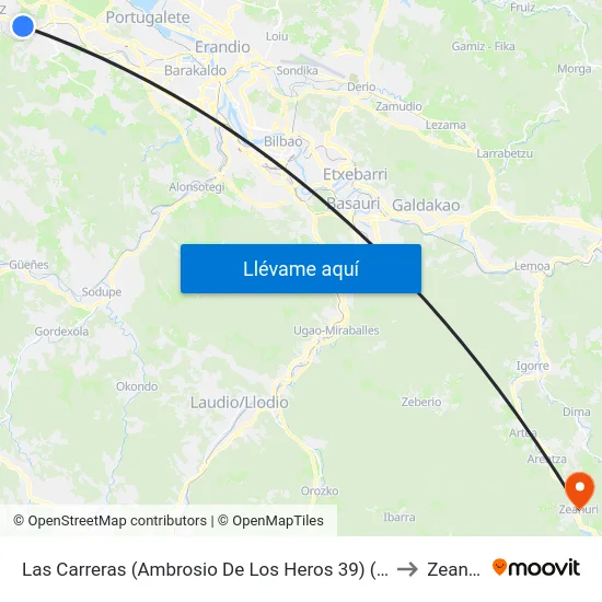 Las Carreras (Ambrosio De Los Heros 39) (1111) to Zeanuri map