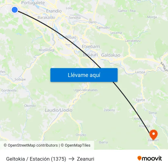 Geltokia / Estación (1375) to Zeanuri map