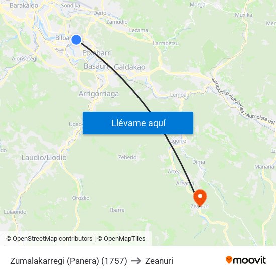 Zumalakarregi (Panera) (1757) to Zeanuri map