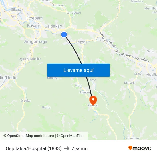 Ospitalea/Hospital (1833) to Zeanuri map