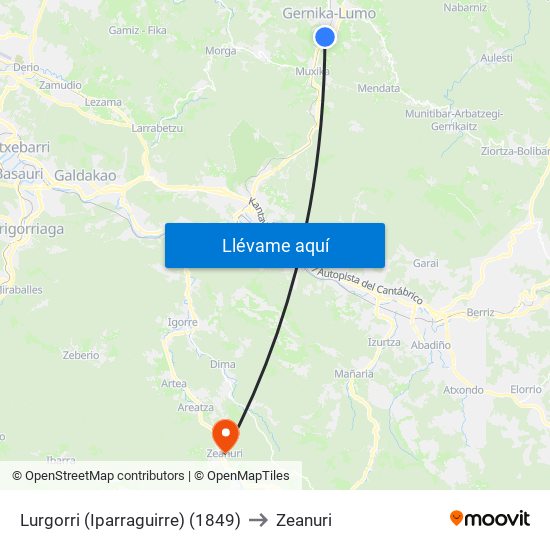 Lurgorri (Iparraguirre) (1849) to Zeanuri map