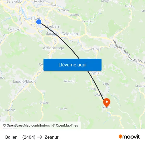 Bailen 1 (2404) to Zeanuri map