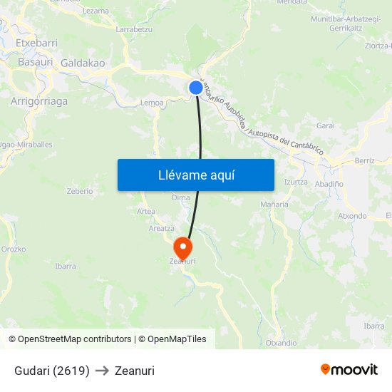 Gudari (2619) to Zeanuri map