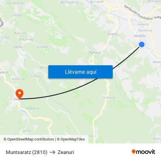 Muntsaratz (2810) to Zeanuri map