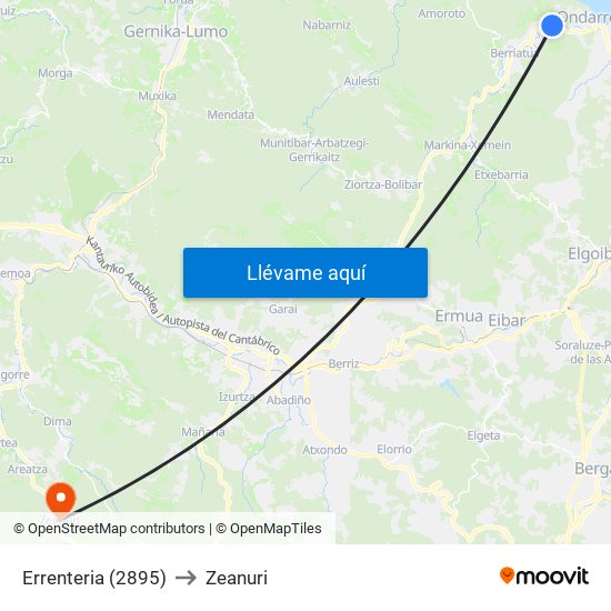 Errenteria (2895) to Zeanuri map