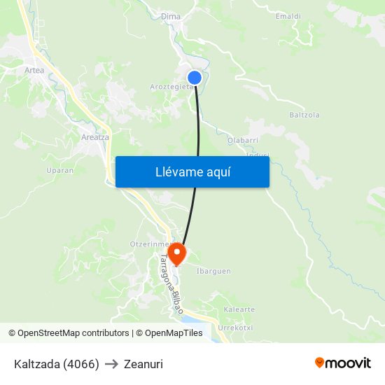 Kaltzada (4066) to Zeanuri map