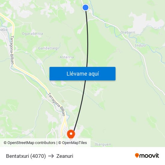 Bentatxuri (4070) to Zeanuri map