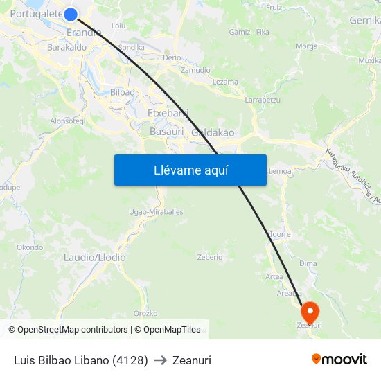 Luis Bilbao Libano (4128) to Zeanuri map